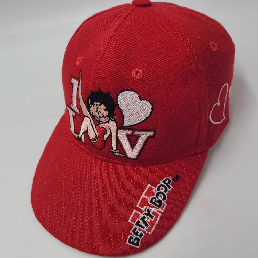 Vintage Women Betty Boop Hat Adjustable (Fits Small) Red White I Love Las Vegas
